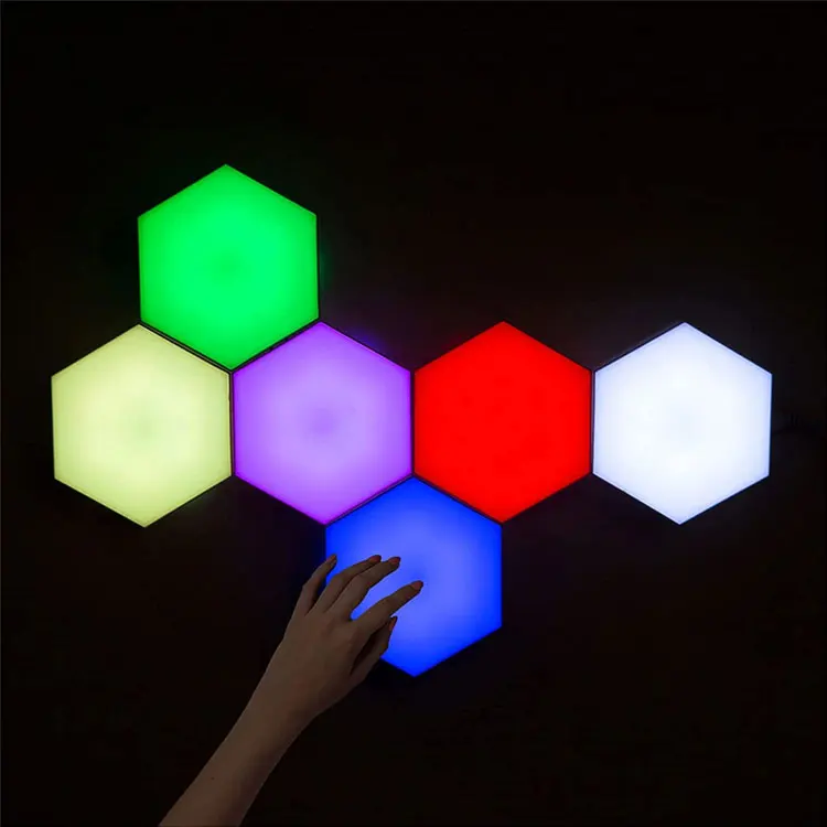 Touch Sensitive LED Wall Lamps Splicing Hexagonal Smart Quantum Lamp Honeycomb Decoration Night Light for Office Bedroom