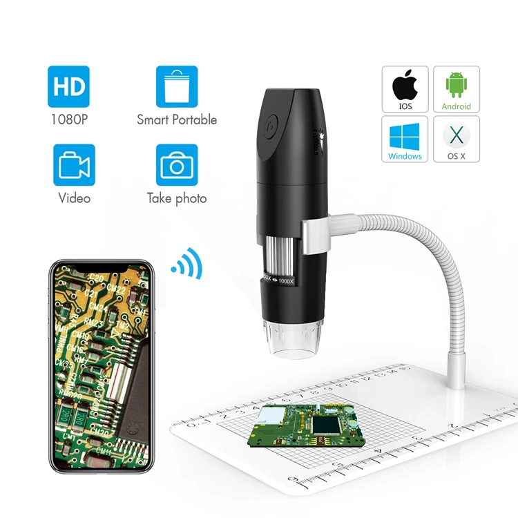 HD  WIFI  2000X digital microscope  1080P LED  WiFi Microscope Mobile Phone Microscope Camera for  Android