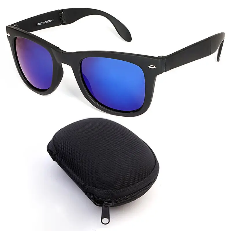 0883 Custom Logo New Fashion Design Square Frames Foldable Slap Outdoor Folding Sunglasses With Packaging Case