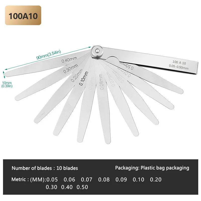 Multiple specifications Feeler Gauge Metric Size 0.01-1mm Thickness Gauge Set Valves Foliage of Valves For Measurement Probe Gap