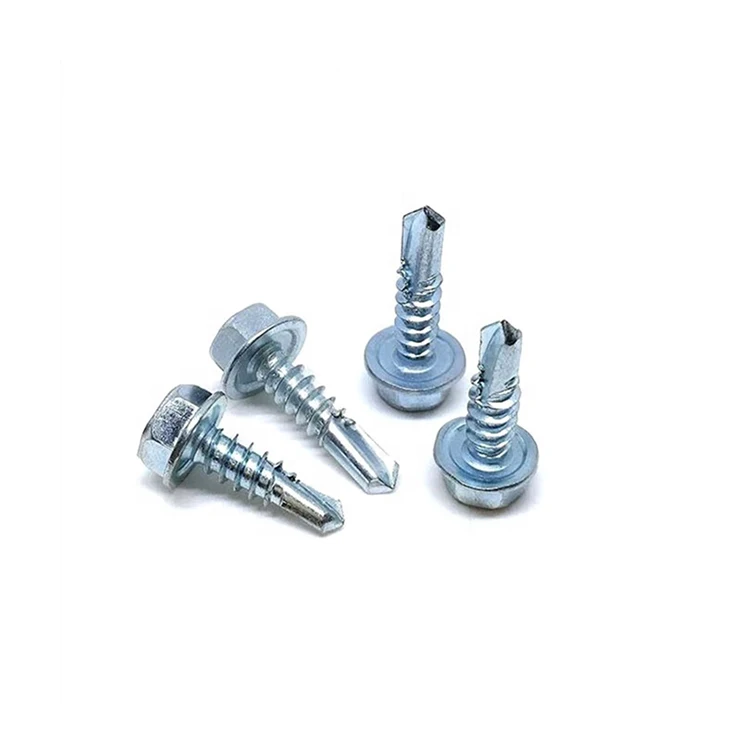 Blue White Zinc Hex Flange Head Self-drilling Screws Hexagon Flange Head Drilling Screw With Tapping Screw Thread