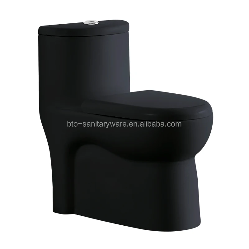 America Style Porcelain Wc Matte Black Dual Flush Modern Elongated washdown Bathroom One Piece Toilets commode