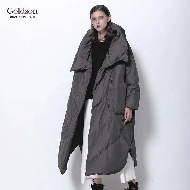 Big collar puffer effect long winter duck coats women outdoor winter jacket
