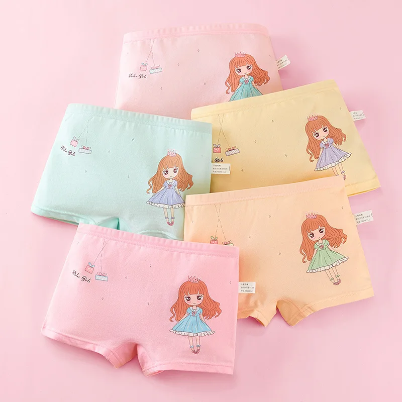 2022 Factory Hot Sale Wholesale 4-14 Years Little Girls Underwear Models Printing Organic Cotton Little Girls Preteen Underwear
