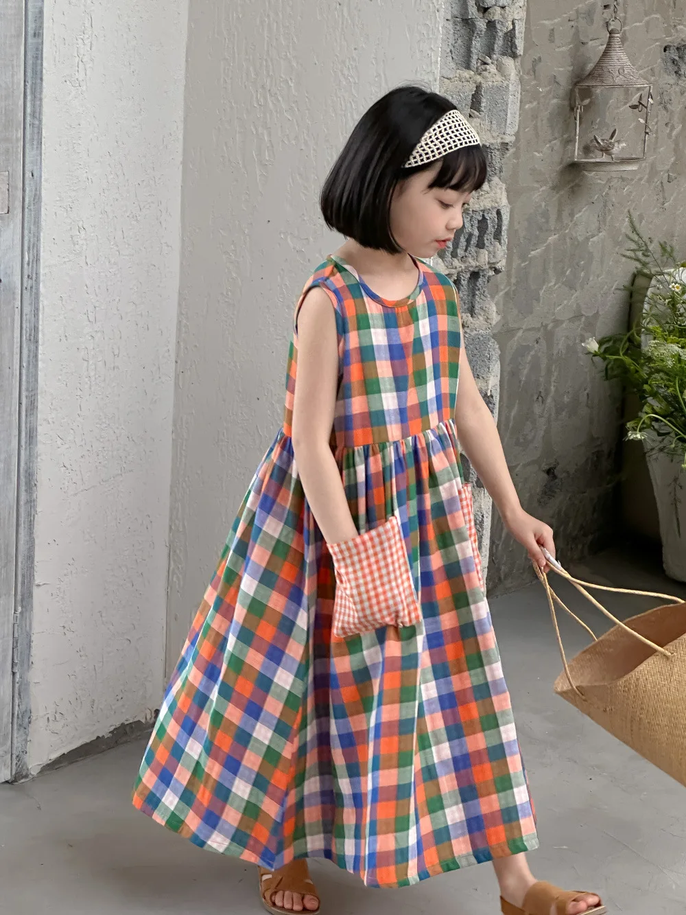 Plaid Summer Long Kids Dress 8 Years Girl Dress Design For Children 2024