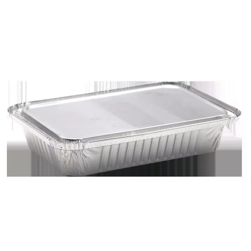 2024 New heavy duty rectangular aluminum foil container 5000cc 11 lb large aluminum foil food container tray lid