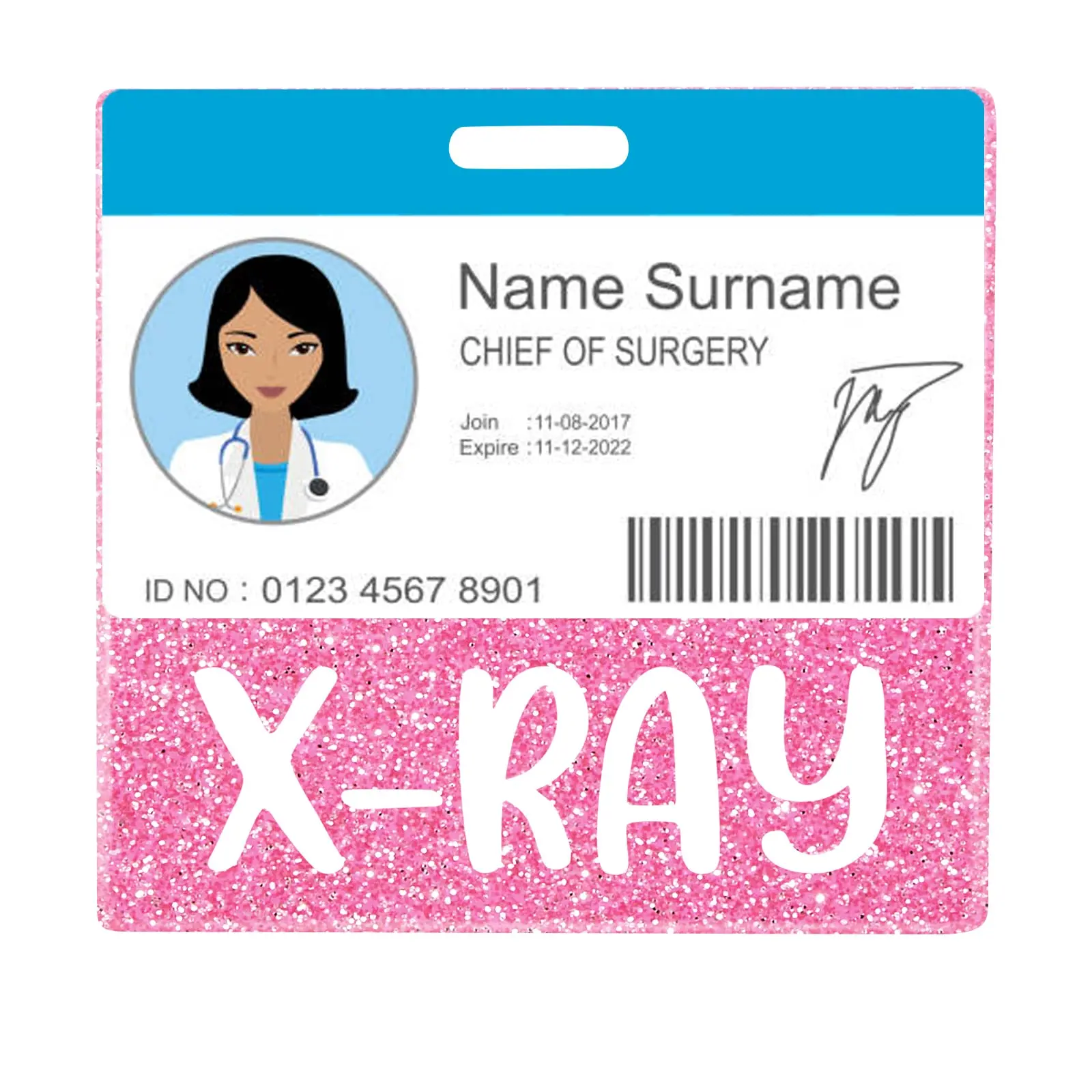 Muliti-color Glitter Acrylic Nurse Badge Buddy Holder Horizontal ID Name Identification Tags Card Holder Nurse Accessory