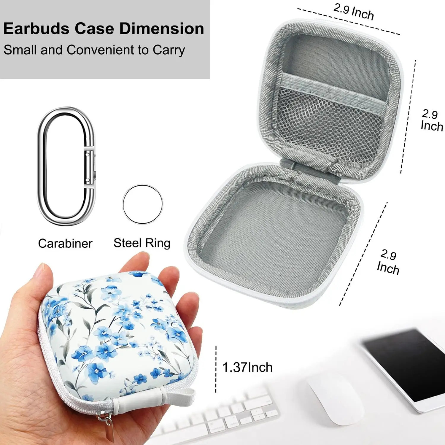 ODM OEM Custom Colorful Printing Flowers Pattern Eva Small Zipper Pouch Storage Headphone Airpods Case