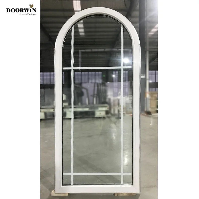2023 Best-selling China Manufactory white arched Germany upvc profile crank open casement window with grill design