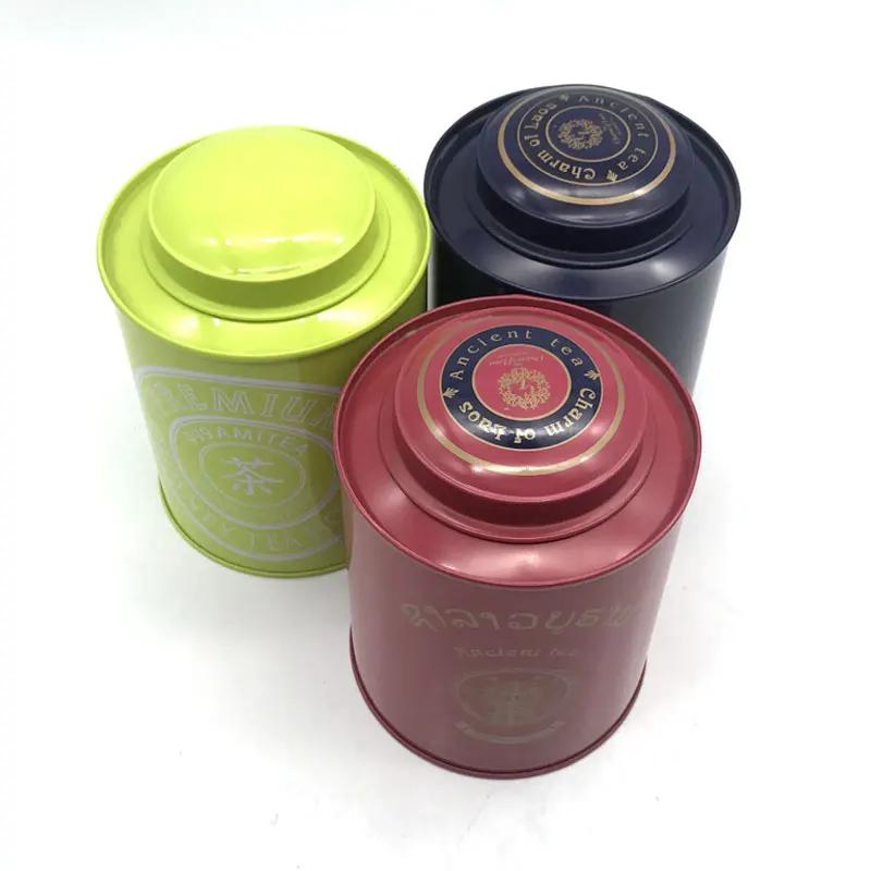 empty metal round coffee tea food grade gift tin can box container for packaging custom manufacturers