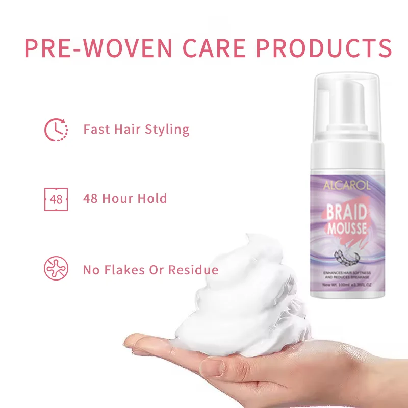 ALCAROL Hair Mousse Styling Braiding Sheen Braids Dreadlock Braid Mousse with Custom Brand