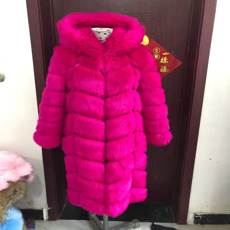 new high quality cheap faux Fox Fur Vest fake Fur Coat For Jacket female coats Vest Waistcoat 110cm long large size Fur Coats