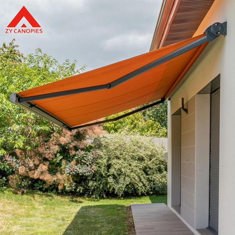 New Design Outdoor Electric Retractable Awning Sunscreen Grey Full Cassette Folding Arm Awning