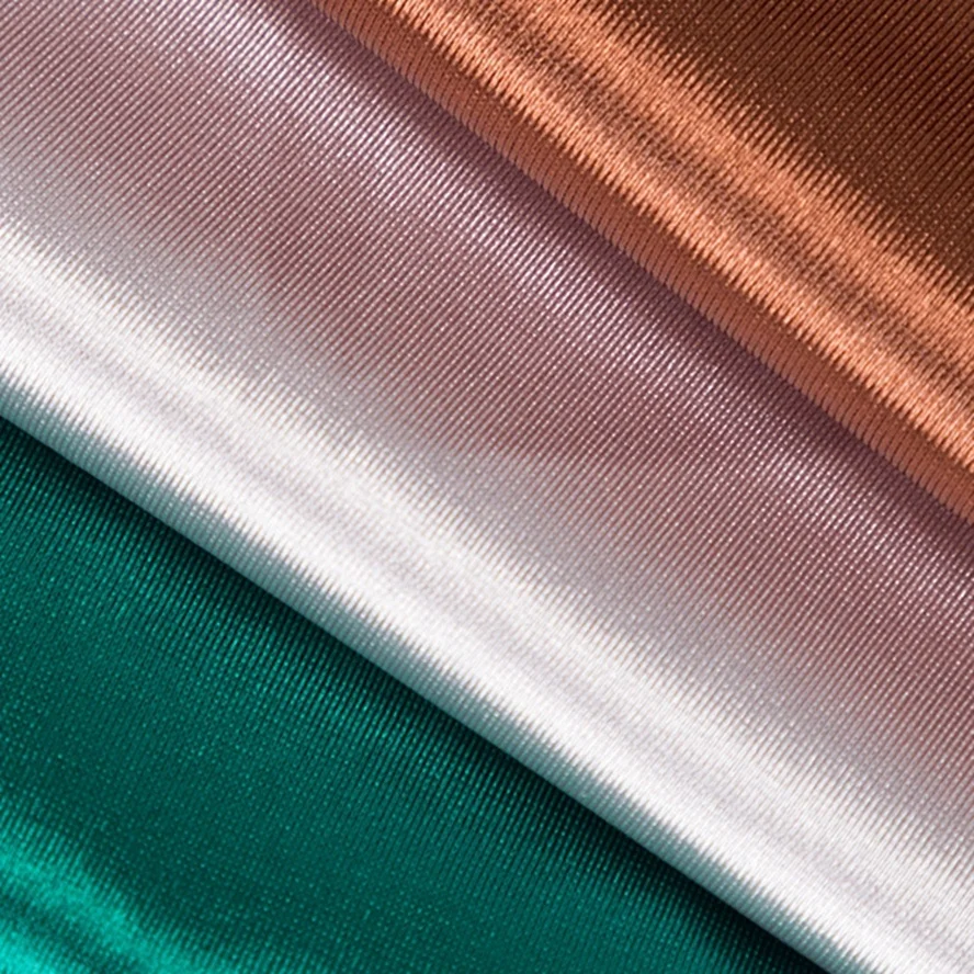 Shiny Knit Recycled Polyester Spandex Fabric For Latin Dance Skirt