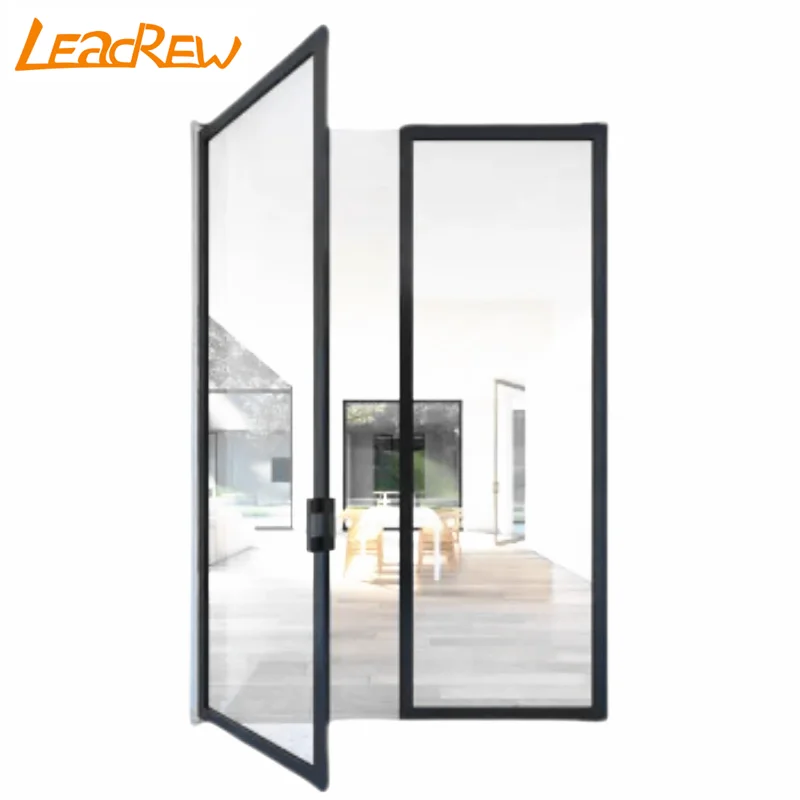 Tempered Glass Double Leaf Aluminum Swing Door Modern Aluminum Home Doors Casement Door