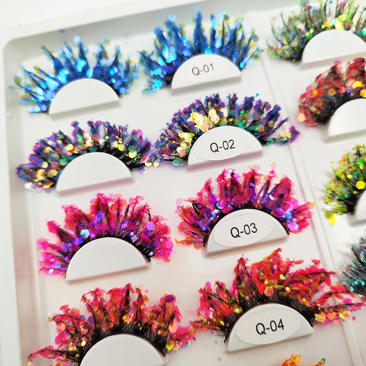 Wholesale dressing dramatic Glitter in bulk faux full long mink strips lashes 20 pairs 3d false eyelashes