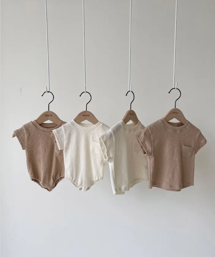 2022 ins Korean loose casual clothes baby summer short sleeves + shorts + Jumpsuit soft and comfortable