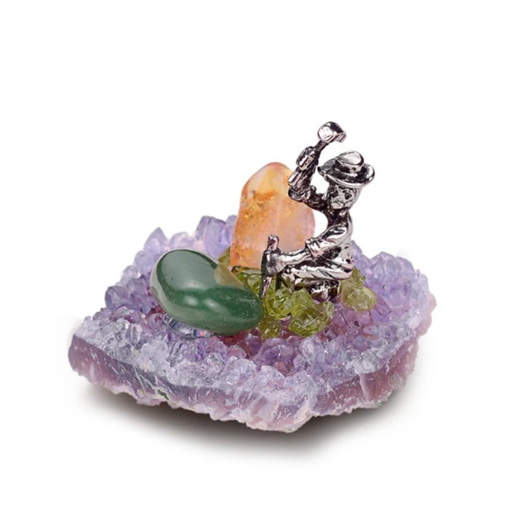 Natural Amethyst Cluster Folk Crafts Miners Scene Modelling Healing Amethyst Crystal Cluster Bulk Wholesale for Home Decoration