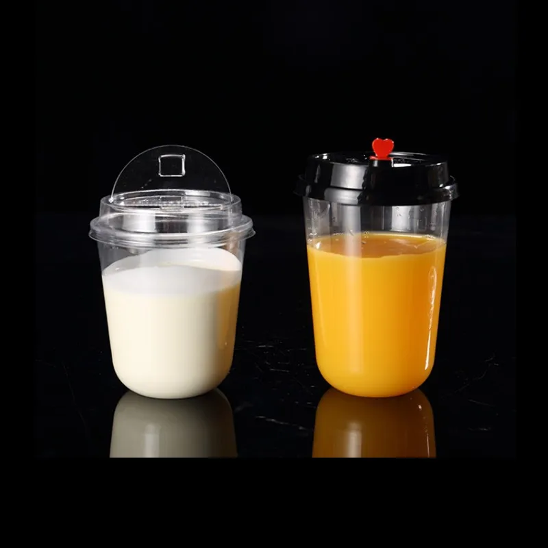 Custom Printing Logo Cup Juice Clear Pet Cold Drink 32oz Disposable Plastic Cups With Lid