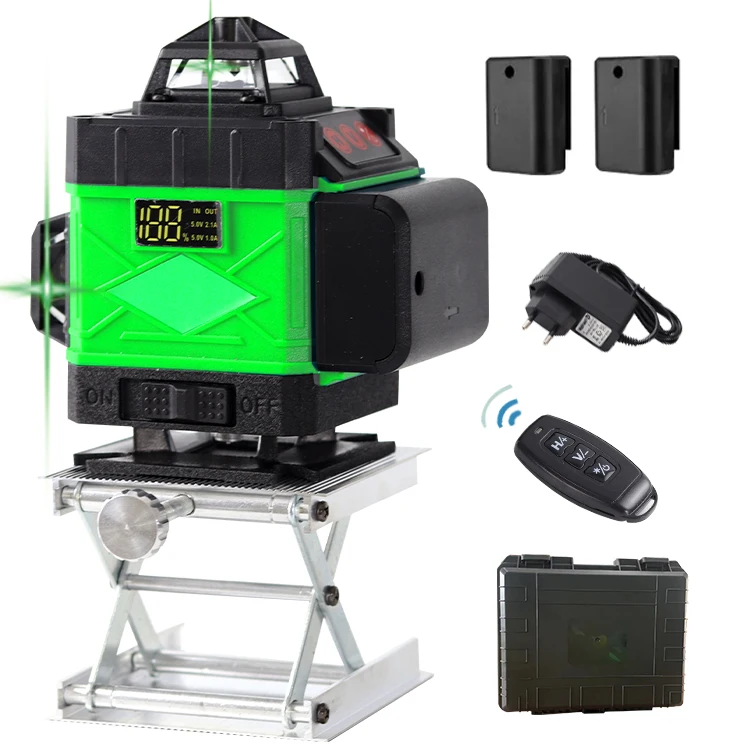 16 Lines 360 Laser Level Self-Leveling Wireless Remote 3D Horizontal And Vertical Poweiful Cross Green Beam With Tripod