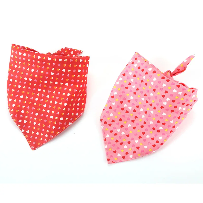Valentine Day Love Heart Wholesale Soft Cotton Pet Dog Custom Printed Dog Bandanas