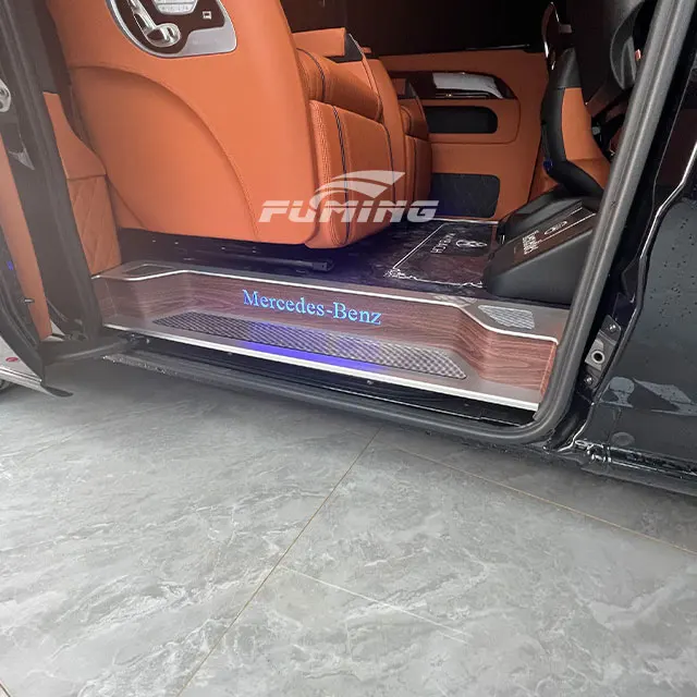 Upgrade the appearance of V-class cars install aluminum alloy side pedals modify peach wood style foot guards