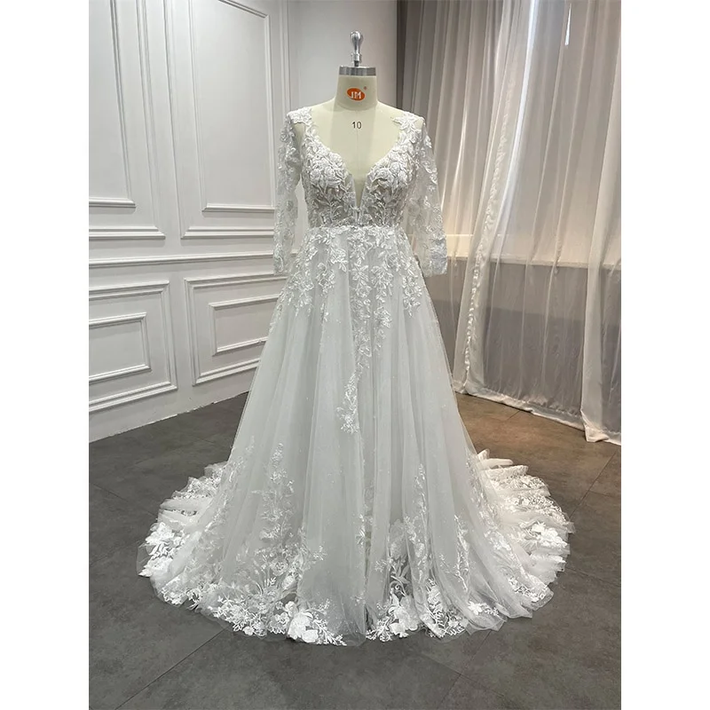 Luxury Modest Wedding Dress Rustic Wedding Dresses Bridal Gown Bride Plus Size African Wedding Dresses for Women 2022