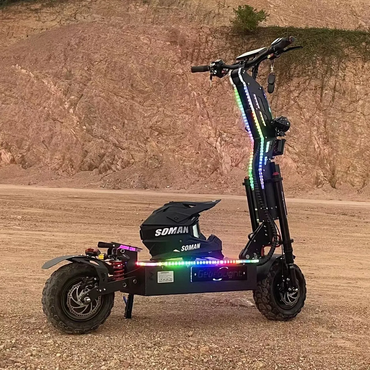 72 В 8000 Вт внедорожный двухмоторный электрический скутер красочный RGB свет большой центральный экран складной