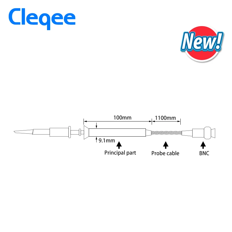 Cleqee-2 P4100 100:1 BNC test probe 2KV 100MHz bandwidth high voltage oscilloscope probe  kit