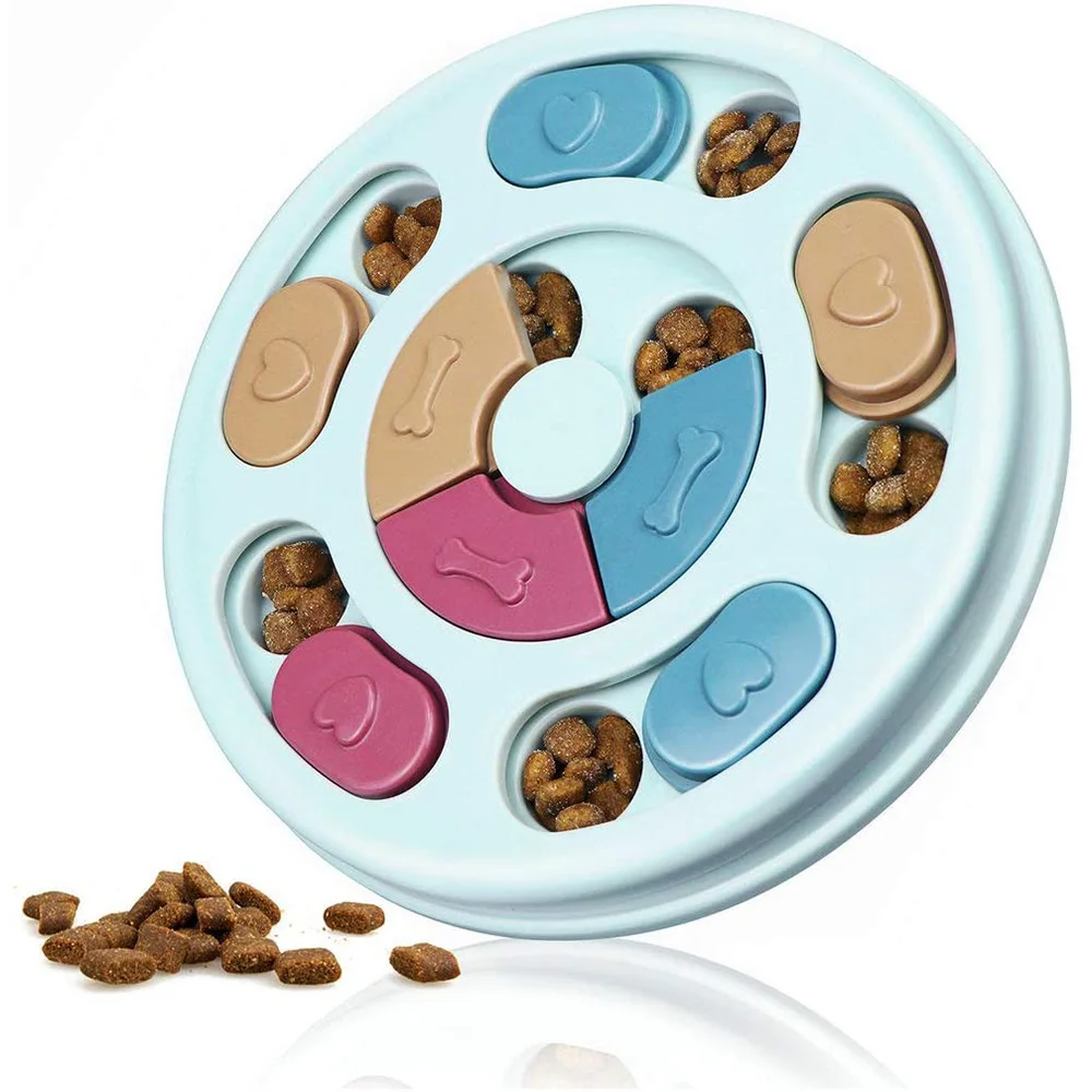 Round Shape Pet Training Puzzle Dog Toy Leaking Food Dog Game Disc Board Funny Slow Food Bowl Eat Biting Dog Interactive Toys