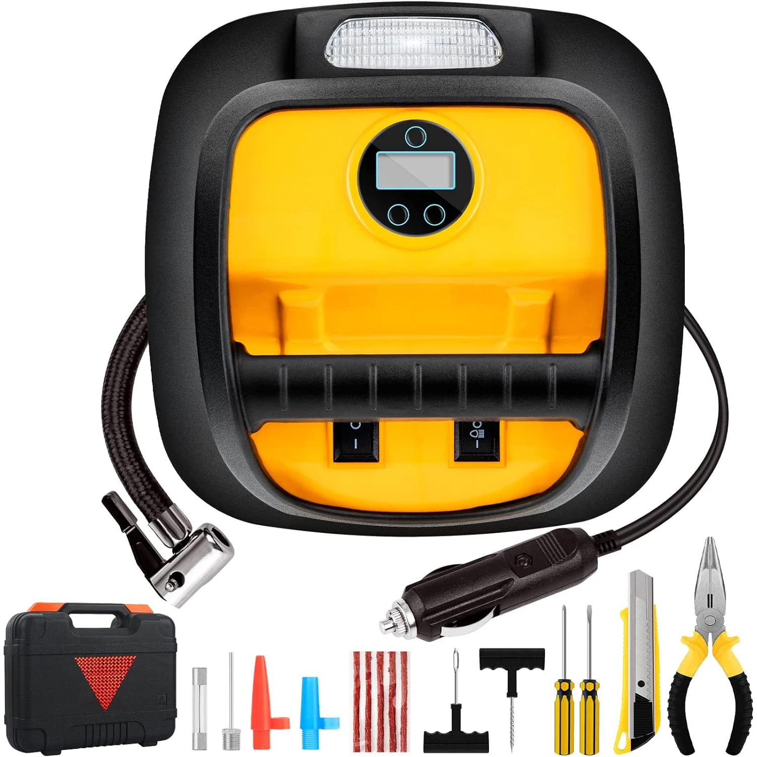 12V DC Portable Tire Inflator Air Compressor with Gauge Digital for Car Tires Bicycles
