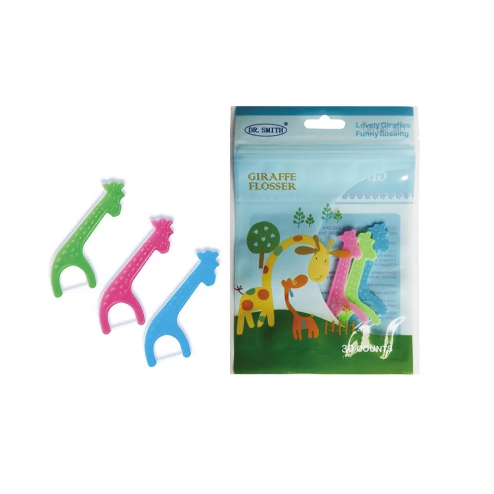 Factory cheap OEM animal shaped children toothpick funny animal shaped PTFE kids dental floss picks