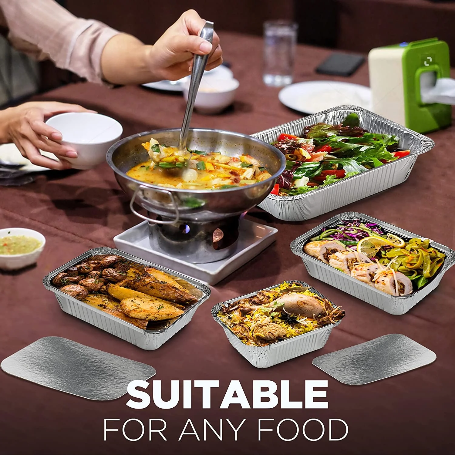 Aluminium Foil Plate Hot Selling Aviation Catering Takeaway Aluminum Foil Food Pans with Lids