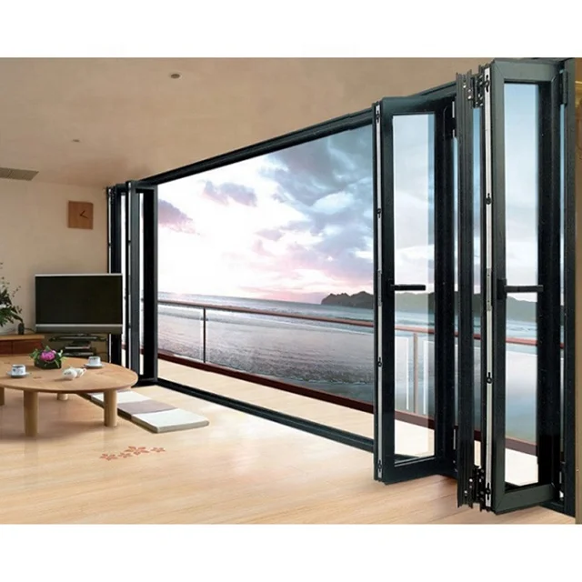 20 Year Warranty Wholesale Exterior Patio Black Folding Aluminum Frame Glass Stack Bifold Door In China
