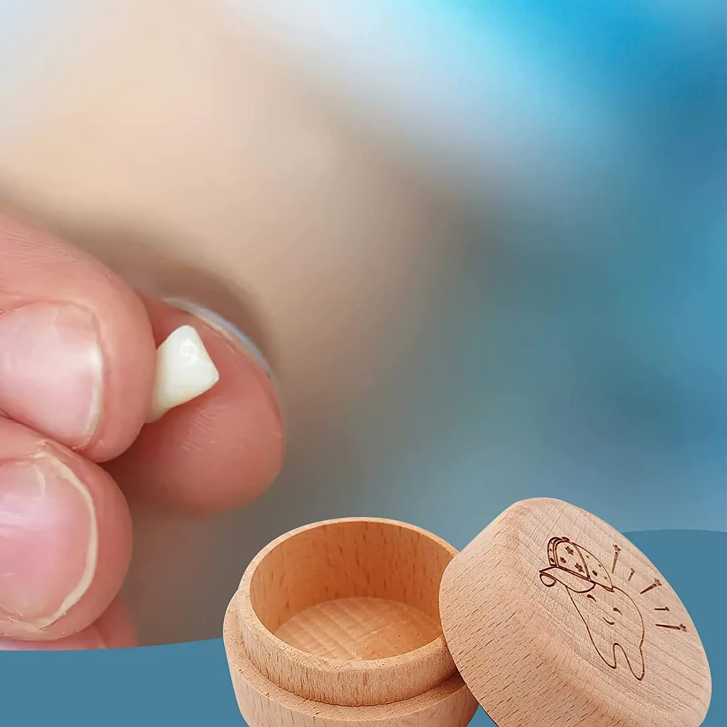 Wooden Baby Teeth Fairy Holder Tooth Storage and Saver Box for Kids Lost Teeth for Kids Keepsake Baby Shower Birthday Present