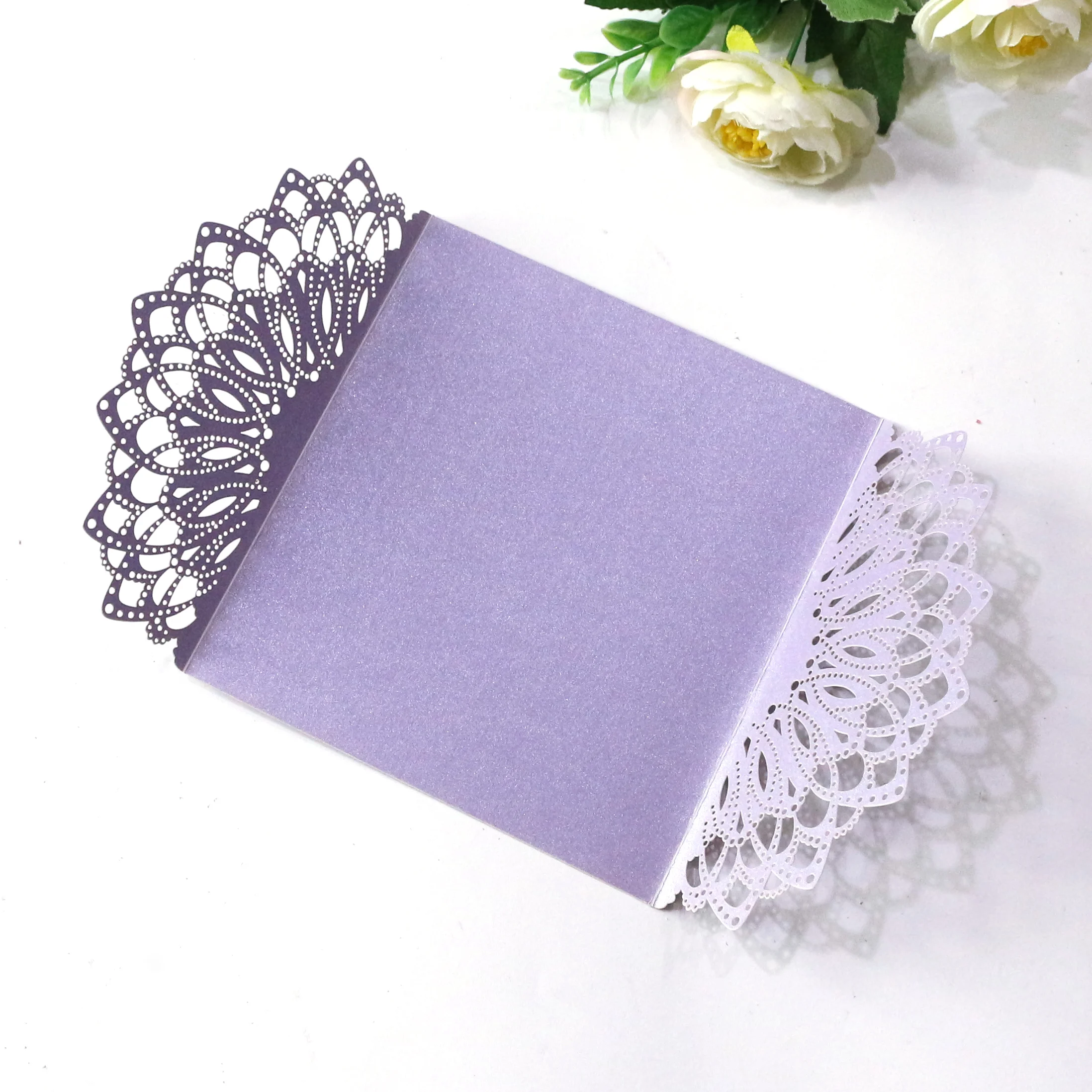 2023 Hot Sale Purple Invitation Card Laser Cut Wedding Invitation Card Design Laser Cut Brand Custom Text