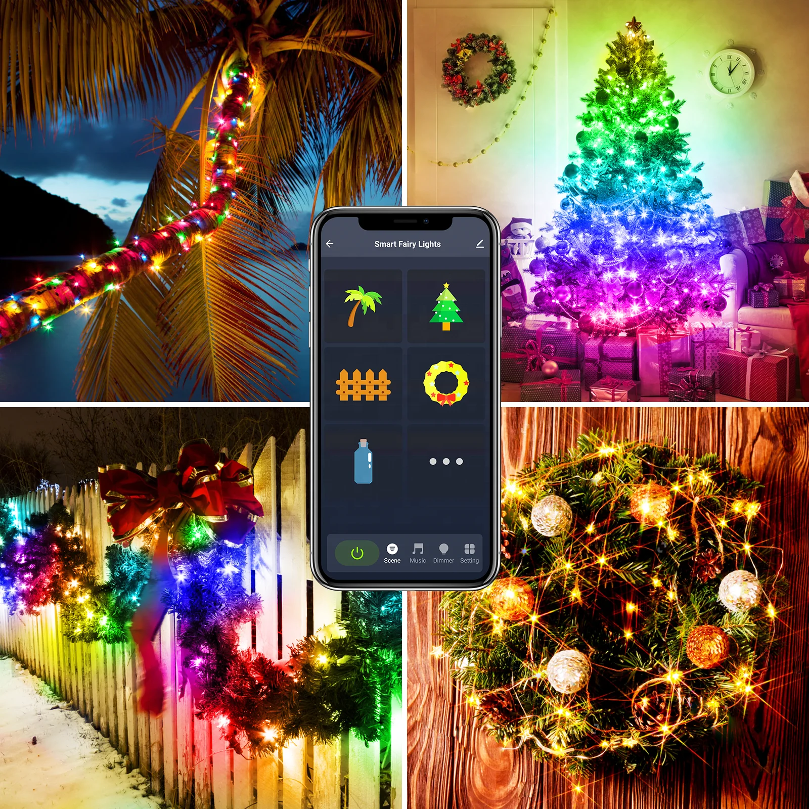 
5M 30LEDs 10M 20M Rubber Cable Holiday Lights LED Strings USB APP Control LED Fairy String Light For Christmas Tree 