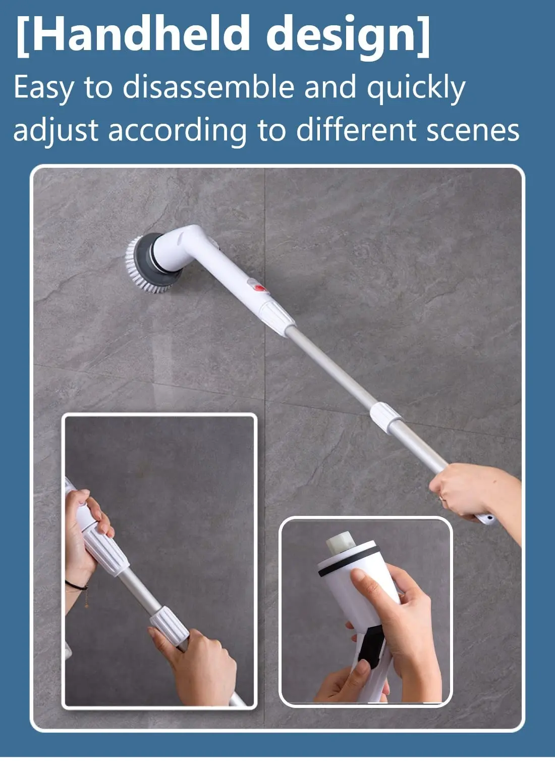 3 In 1 Household Tile Toilet Cleaner Telescopic Cleaning Brush Wireless USB Electric Cleaning Brush Power Scrubber