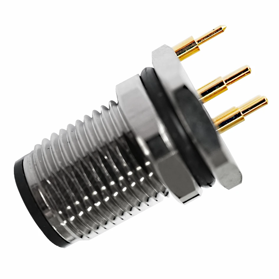 M12 male Panel Mount PCB Type Front Fastened  A B C D code  Fix Screw locking type Shielded pin  Circular connector