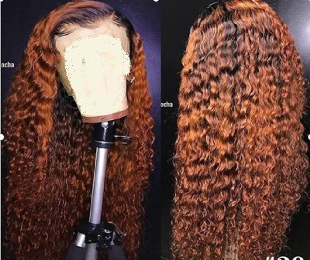 Orange Ginger Wig Curly Hair Part Colored Hair Wigs 60cm Middle point corn perm long curly hair wig