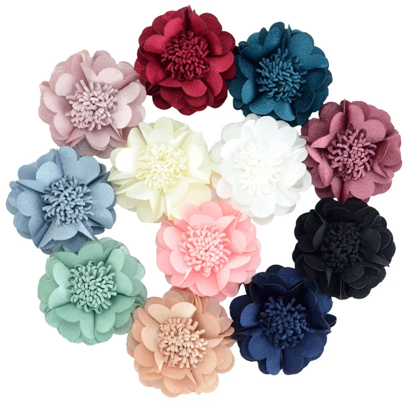 6cm Ice Silk Fabric Handmade Flower Core For Children Headwear Hair Accessories