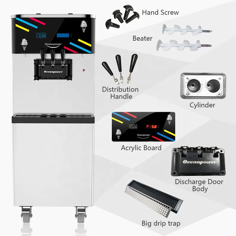 Oceanpower soft 2+1mixed commercial ice cream machine prices DW138TC frozen yogurt machine