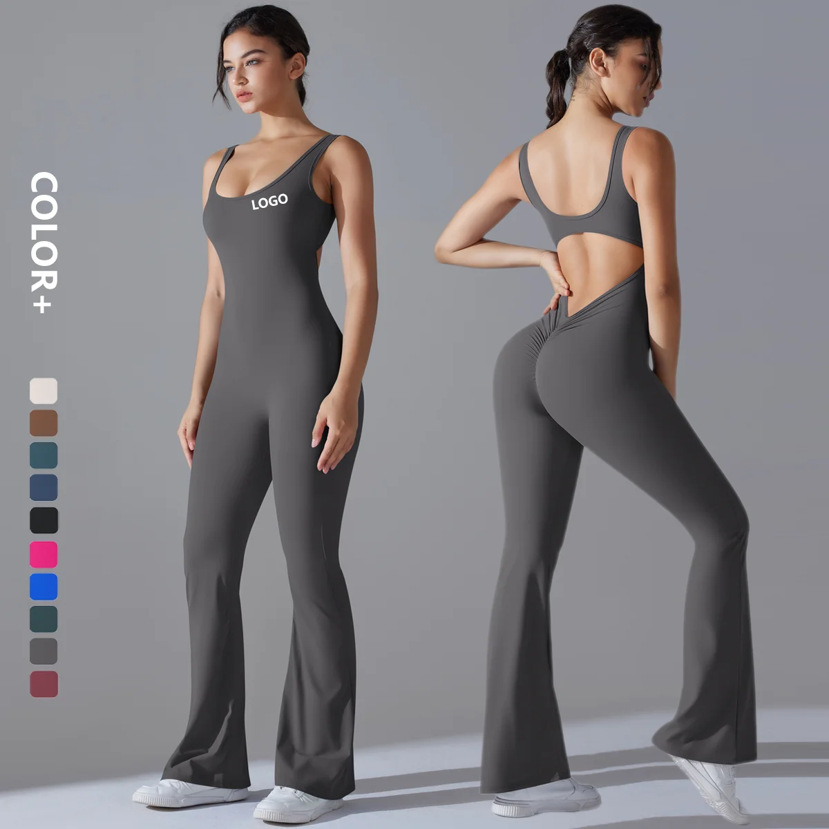 Women Jumpsuit Wide Leg Backless Jumpsuit Women Yoga Fitness Wear Bodysuit Hollow Out Gym Jumpsuits For Women