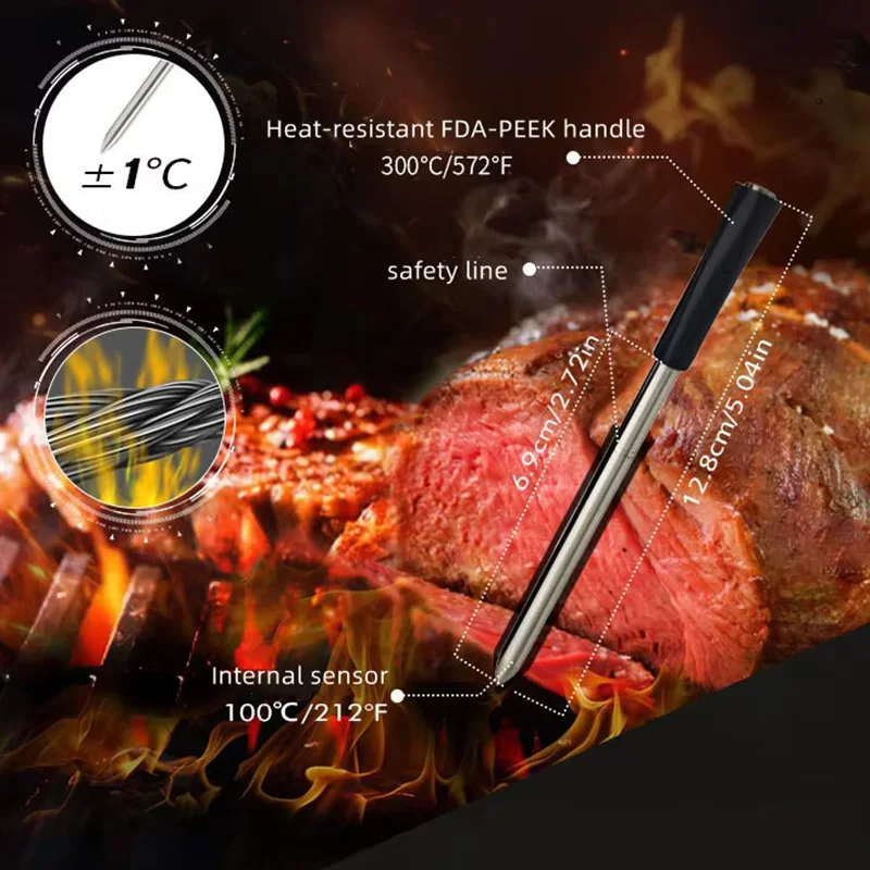 Умный мясной зонд Термометры беспроводной цифровой синий зуб BBQ термометр для мяса мгновенное чтение с монитором приложения