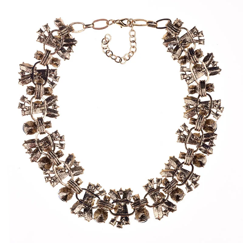 QLJN0301 Fashion Rhinestones Necklace Zinc Alloy Chunky Necklaces Statement Choker Necklace Jewelry