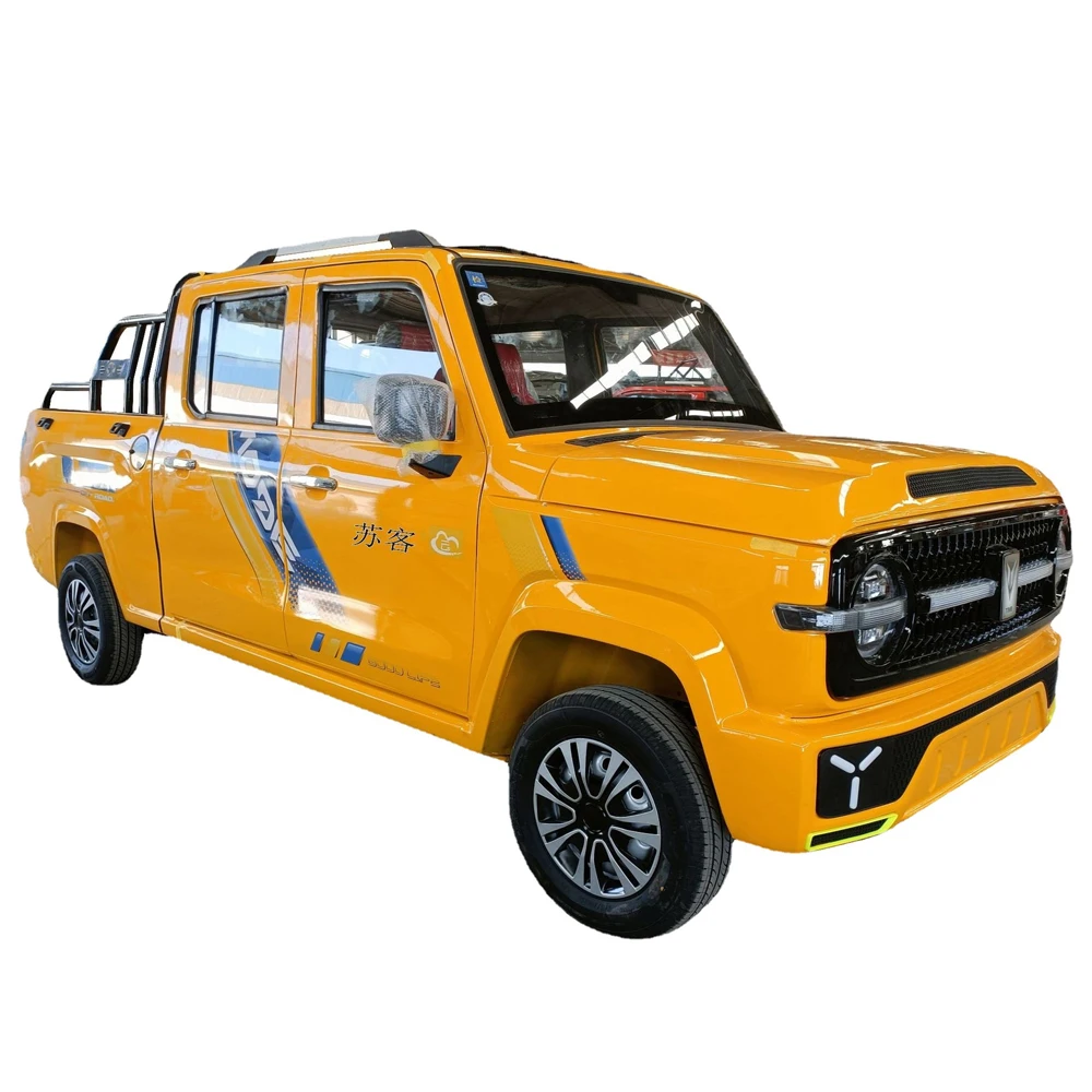 Hot selling cheap high-speed 60km/h four-door four-seat double-row electric pickup truck new energy electric pickup truck hybrid