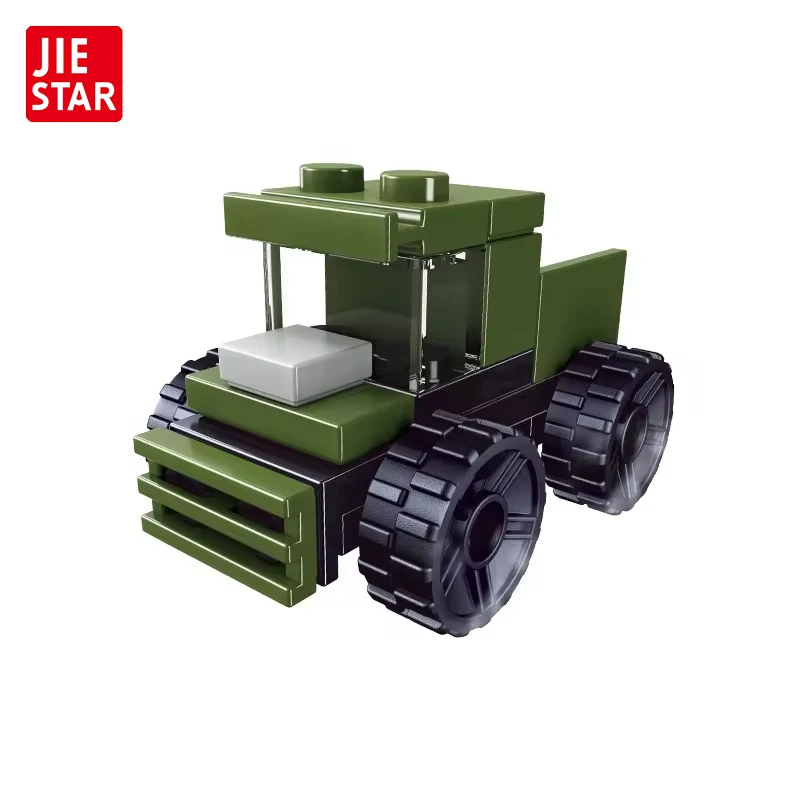 JIESTAR 18 Pcs Little Army Transport Vehicle Cheap Small Car Building Block Brick Toy Promotional Easter Surprise Egg Filler Toy