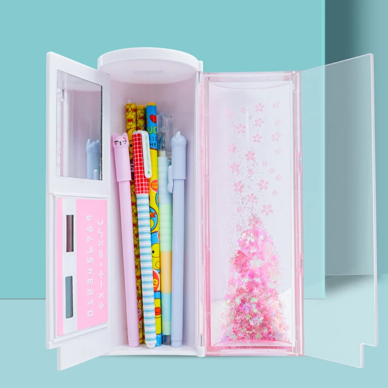 
Multi-function lovely extra-large plastic cartoon - patterned quicksand pencil boxes student pencil boxes 