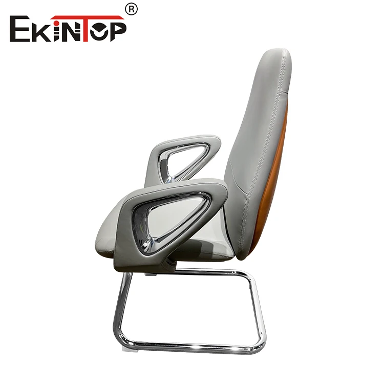 Ekintop Luxury Visitor Chair Leather Home Office Chair Executive Ergonomic White Office Visitor Chairs with Lumbar Support