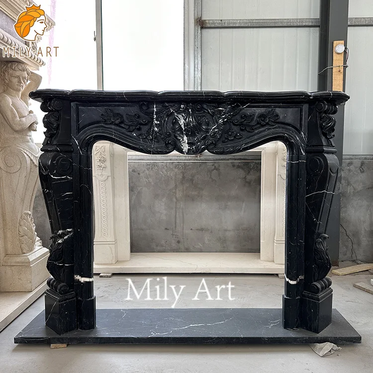 Современный камин окружают Высокое качество Черный Мраморный Камин Mantel